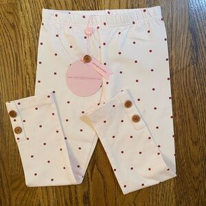 SweetHoney Pale Pink Leggings with dark red Polka Dots